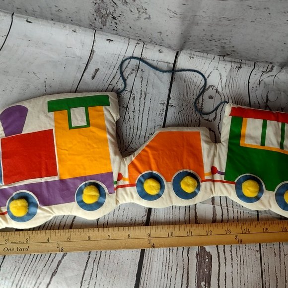 vintage Hallmark cards 1983 made in Taiwan fabric train wall hanger nursery deco - Picture 8 of 11